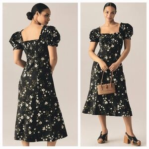 NWT Anthropologie Dress Floral Midi Linen Size Medium